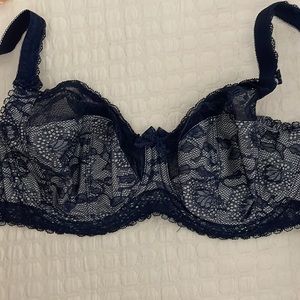 NWT FANTASIE underwire navy bra with lace